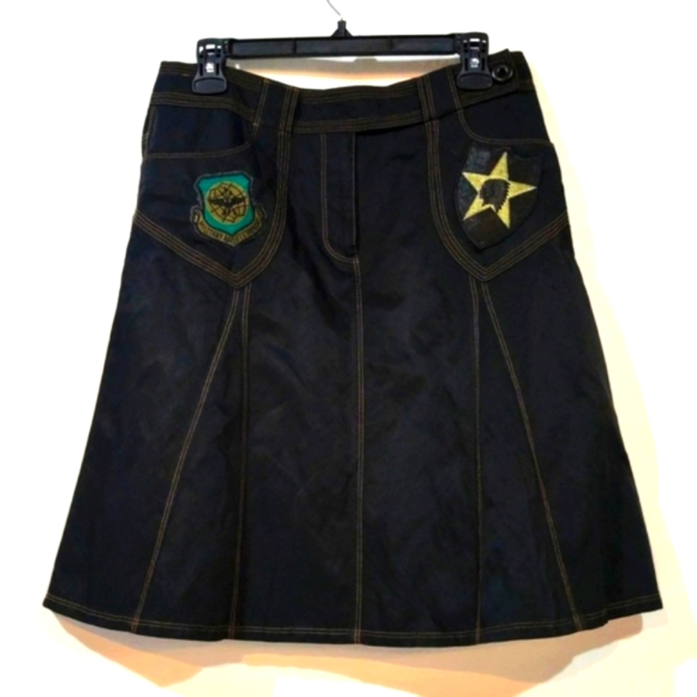 Skirt Streetwear Customized Patchwork Midi Detailed Zip Waist Belt Loop Black - Picture 7 of 15